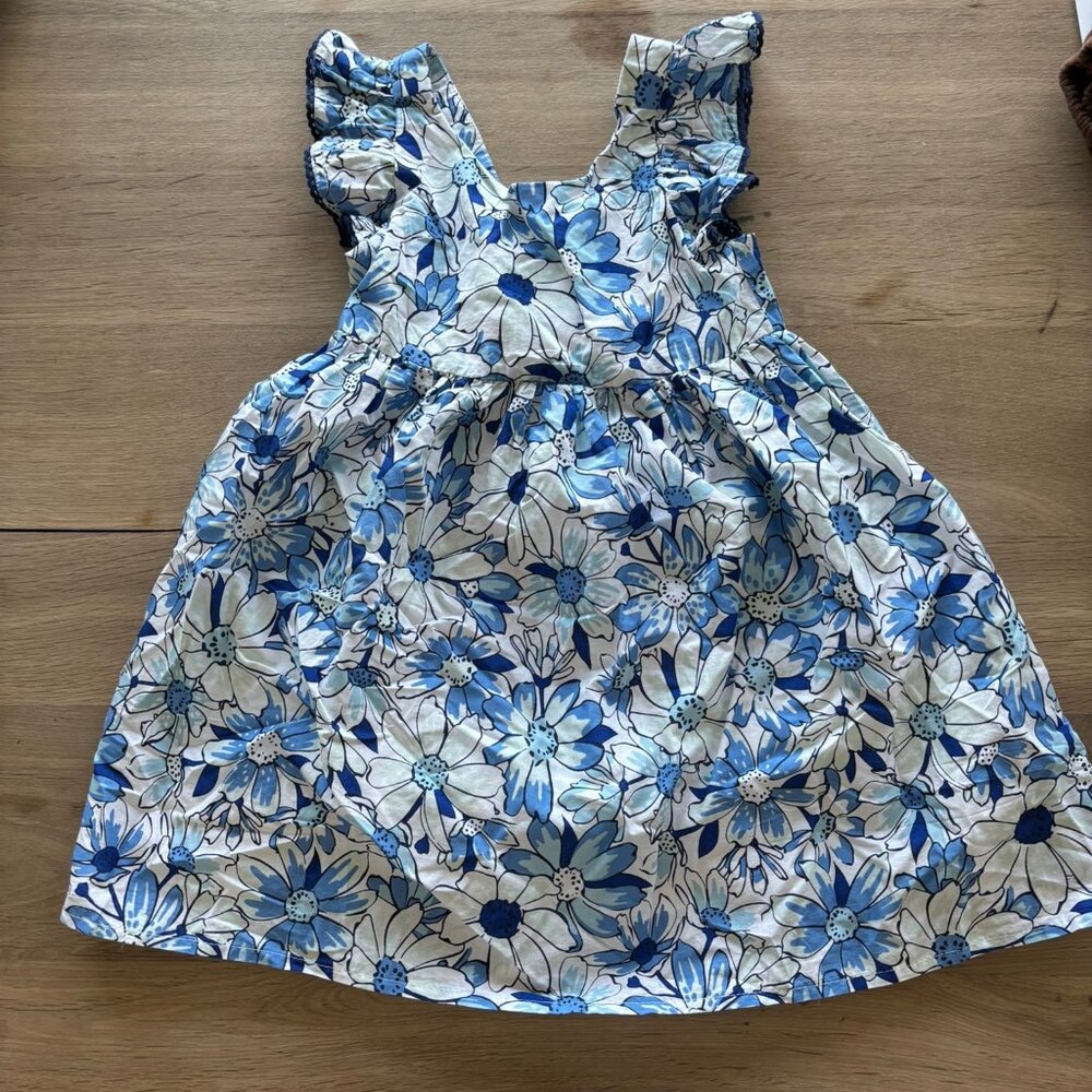 Sigrid Olsen Kids Girls Size 4 Summer Dress Blue Floral Cotton Lined